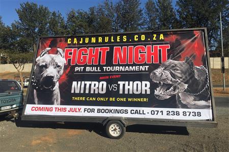 Shock advertising used against dogfighting