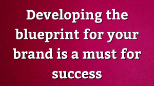 Developing the blueprint for your brand is a must for success