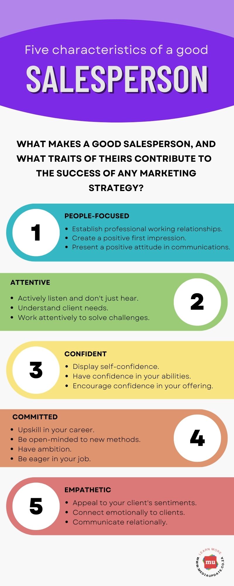 Five Characteristics Of A Good Salesperson Infographic 