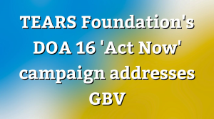 TEARS Foundation's DOA 16 'Act Now' campaign addresses GBV