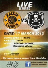 Peroni Lounge screens Kaizer Chiefs and Orlando Pirates derby