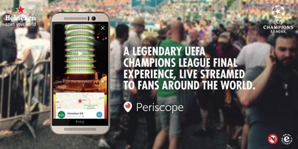 Heineken<sup>®</sup> South Africa takes UEFA Champions League finals to the next level with Periscope